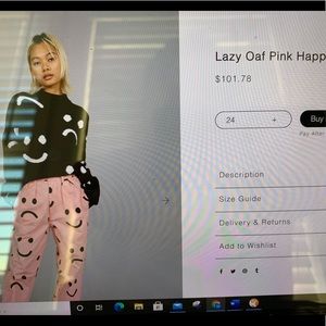 Lazy Oaf Happy Sad pants Pink NWT size 30
